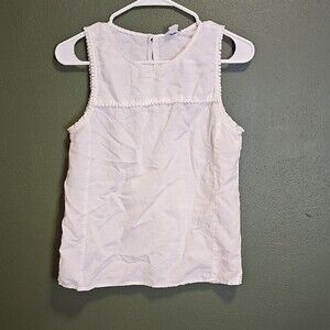 J Crew Top White Sleeveless Cotton Linen Size 0